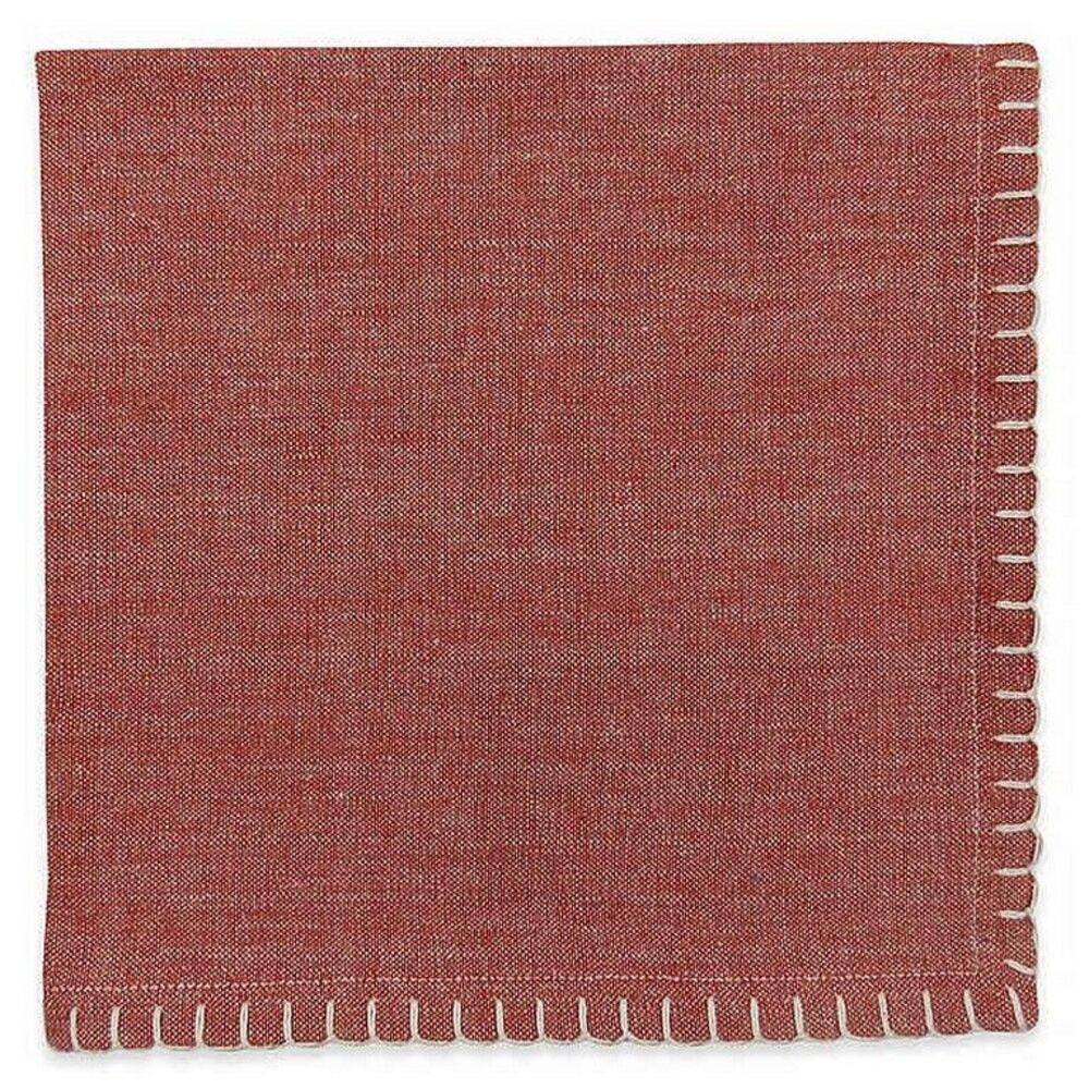 Chambray Russet Napkins Set of 4 Hemstitch Edge Rustic Country Cabin Fabric